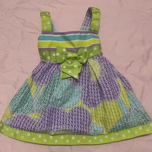 Bonnie Baby Green, Purple & Teal Polka Dot Bow Sundress